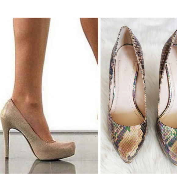 BCBGeneration Shoes - BCBGENERATION Snakeskin Iridescent Leather Heels